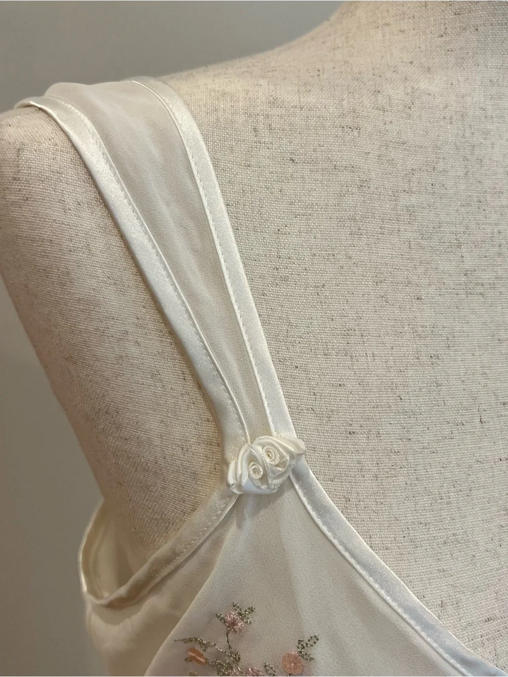 Linea Donatella Nightgown Slip Dress Medium Embroidered Sequined Chiffon Bridal